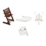 Stokke Tripp Trapp Walnut con vassoio, cinture e Baby Set 