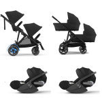 Cybex Trio Gemellare e-Gazelle S BLK Moon Black con Cloud T