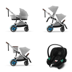 Cybex Trio Fratellare e-Gazelle S SLV Ston Grey con Aton S2 i-Size