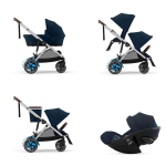 Cybex Trio Fratellare e-Gazelle S SLV Ocean Blue con Cloud G