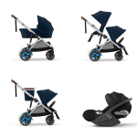 Cybex Trio Fratellare e-Gazelle S SLV Ocean Blue con Cloud T