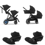 Cybex Trio Gemellare e-Gazelle S Blk Moon Black con Cloud G