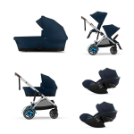 Cybex Trio Gemellare e-Gazelle S SLV Ocean Blue con Cloud G