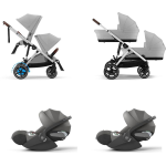 Cybex Trio Gemellare e-Gazelle S SLV Stone Grey con Cloud T