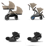 Cybex Trio Gemellare e-Gazelle S TPE Almond Beige con Cloud T