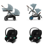 Cybex Trio Gemellare e-Gazelle S TPE Stormy Blue con Aton S2