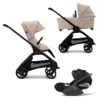 Bugaboo Trio Dragonfly Black-Desert Taupe con Cloud T