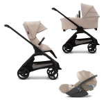 Bugaboo Trio Dragonfly Black-Desert Taupe con Cloud T Plus