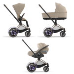 Cybex Trio e-Priam Cozy Beige-Rosegold con Cloud T I-Size