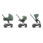 Cybex Trio e-Priam Leaf Green con Cloud T e telaio Chrome Brown