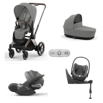 Cybex Trio Priam 4 in 1 Mirage Grey-Rosegold con Isofix e Sensor Safe