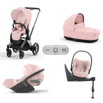 Cybex Trio Priam 4 in 1 Peach Pink-Chrome Black con Isofix e Sensor Safe