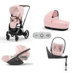 Cybex Trio Priam 4 in 1 Peach Pink-Chrome Brown con Isofix e Sensor Safe