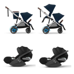 Cybex Passeggino doppio e-Gazelle S SLV Ocean Blue con 2 Cloud T