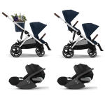 Cybex Passeggino doppio Gazelle S SLV Ocean Blue con 2 Cloud T