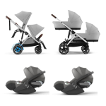 Cybex Trio Gemellare e-Gazelle S SLV Stone Grey con Cloud T