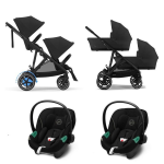 Cybex Trio Gemellare e-Gazelle S Blk Moon Black con Aton S2