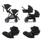 Cybex Trio Gemellare e-Gazelle S Blk Moon Black con Cloud G