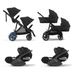 Cybex Trio Gemellare e-Gazelle S BLK Moon Black con Cloud T