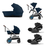 Cybex Trio Gemellare e-Gazelle S SLV Ocean Blue con Cloud T