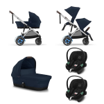 Cybex Trio Gemellare e-Gazelle S SLV Ocean Blue con Aton S2