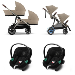 Cybex Trio Gemellare e-Gazelle S TPE Almond Beige con Aton S2 i-Size