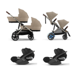 Cybex Trio Gemellare e-Gazelle S TPE Almond Beige con Cloud T