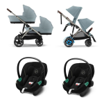 Cybex Trio Gemellare e-Gazelle S TPE Stormy Blue con Aton S2