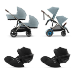 Cybex Trio Gemellare e-Gazelle S TPE Stormy Blue con Cloud G