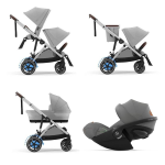 Cybex Trio Fratellare e-Gazelle S SLV Ston Grey con Cloud G