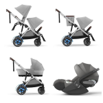 Cybex Trio Fratellare e-Gazelle S SLV Ston Grey con Cloud T