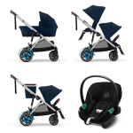 Cybex Trio Fratellare e-Gazelle S SLV Ocean Blue con Aton S2