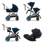 Cybex Trio Fratellare e-Gazelle S SLV Ocean Blue con Cloud G