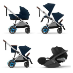 Cybex Trio Fratellare e-Gazelle S SLV Ocean Blue con Cloud T