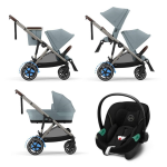 Cybex Trio Fratellare e-Gazelle S TPE Stormy Blue con Aton S2