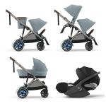 Cybex Trio Fratellare e-Gazelle S TPE Stormy Blue con Cloud T