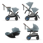 Cybex Trio Fratellare e-Gazelle S TPE Stormy Blue con Cloud G Plus