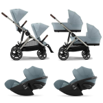 Cybex Trio Gemellare Gazelle S TPE Sky Blue con Cloud G Plus