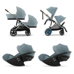 Cybex Trio Gemellare e-Gazelle S TPE Stormy Blue e Cloud G Plus