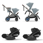 Cybex Gemellare e-Gazelle S TPE Stormy Blue con 2 Cloud T