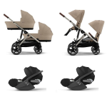 Cybex Trio Gemellare Gazelle S TPE Almond Beige con Cloud T