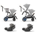 Cybex Gemellare e-Gazelle S SLV Stone Grey con 2 Cloud T