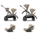 Cybex Gemellare Gazelle S TPE Almond Beige con 2 Cloud T Plus