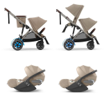 Cybex Gemellare e-Gazelle S TPE Almond Beige con 2 Cloud T Plus