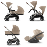 Cybex Trio Fratellare GAZELLE S TPE Almond Beige con Cloud T Plus