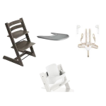 Stokke Kit Tripp Trapp Hazy Grey con vassoio, cinture e Baby set