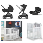 Kit Nascita: Trio Cybex EOS Moon Black e Culla Lettino Glam 9x1