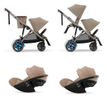 Cybex Gemellare e-Gazelle S TPE Almond Beige con 2 Cloud G Plus