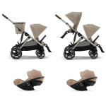 Cybex Gemellare Gazelle S TPE Almond Beige con 2 Cloud G Plus