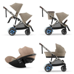 Cybex Trio Fratellare e-Gazelle S TPE Almond Beige con Cloud G Plus